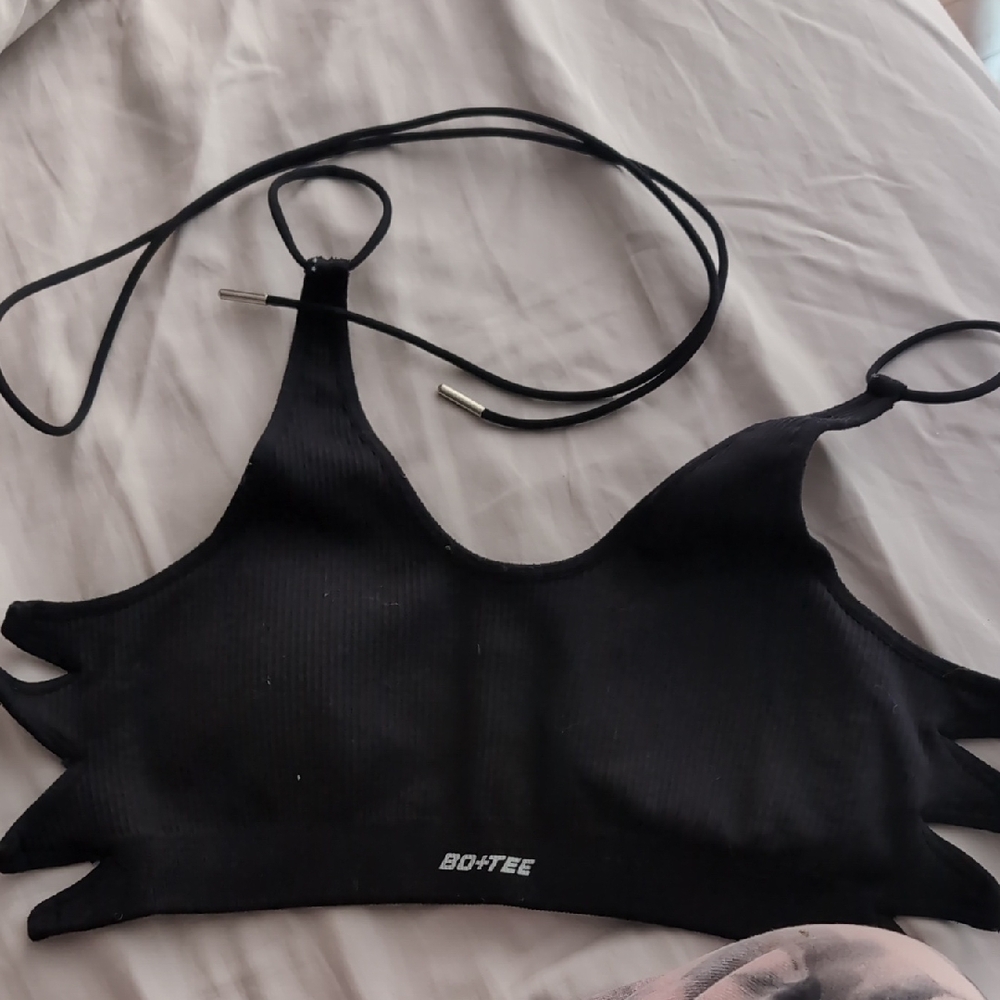 Black Racerback Sports Bra with Adjustable Straps